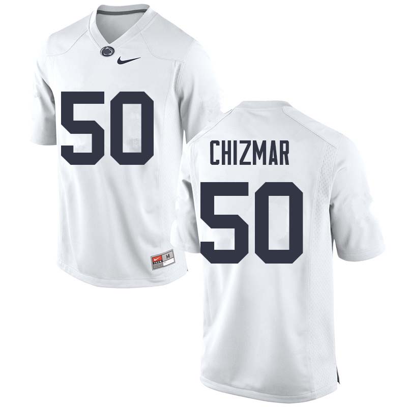 NCAA Nike Men's Penn State Nittany Lions Max Chizmar #50 College Football Authentic White Stitched Jersey VVI6698QN